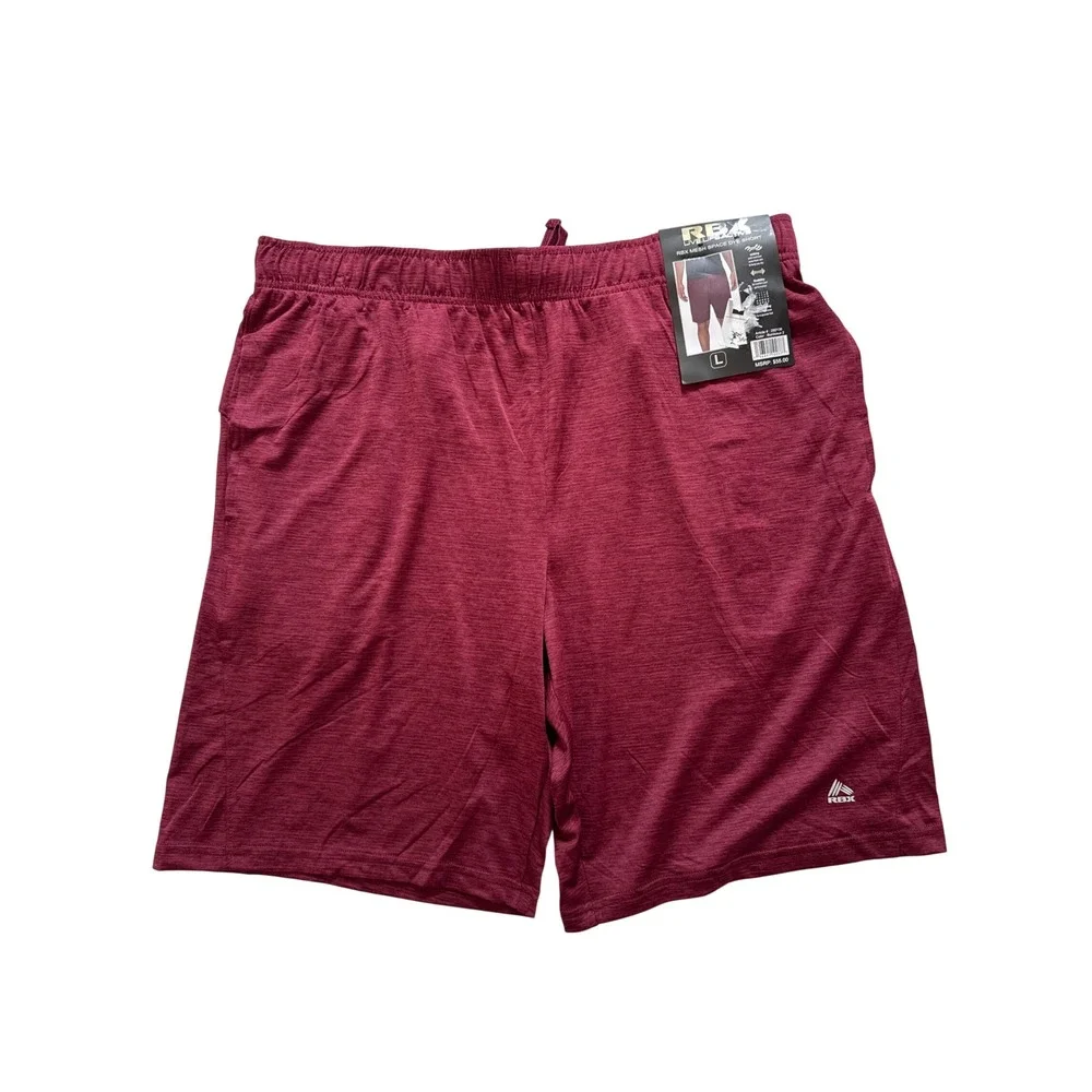 RBX Men Mesh Space Dye Shorts Bordeaux 2 Burgundy Athletic Gym Pockets Large NWT
